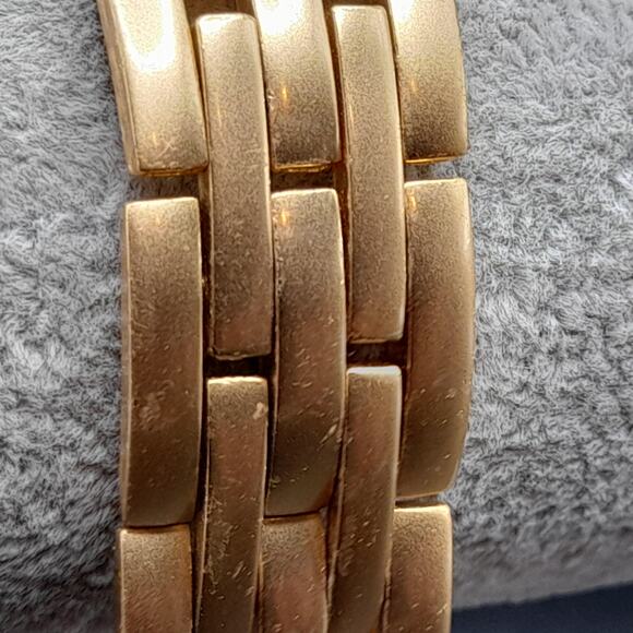Vintage Monet Gold Plated Link Bracelet, Satin Finish, 7 1/2 Inches - Picture 8 of 10